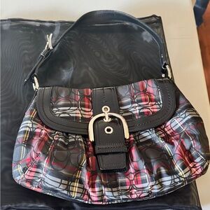 Plaid Black and Red Women's Coach Bag